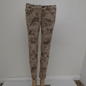 Sneak Peek Rose Taupe Floral Print Jeans Size 3